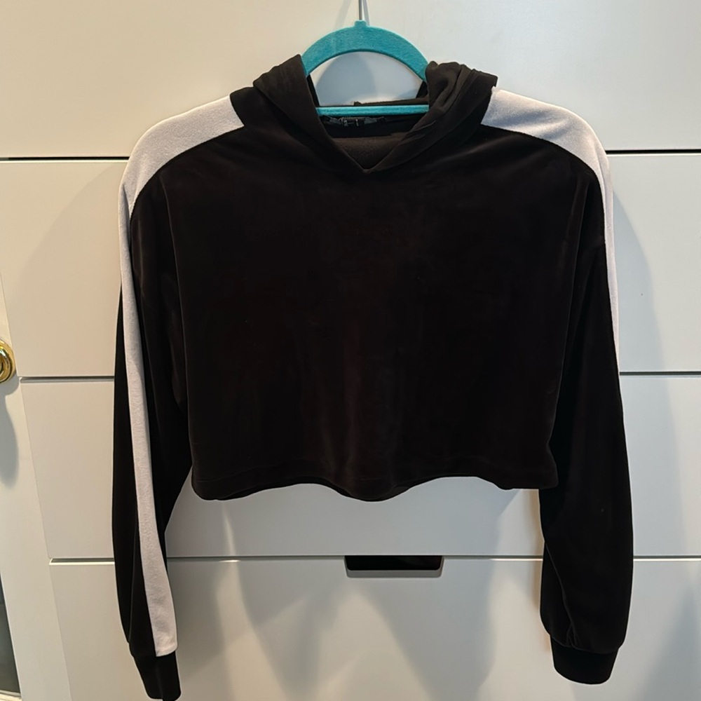 FOREVER 21 velvet CROPPED HOODIE